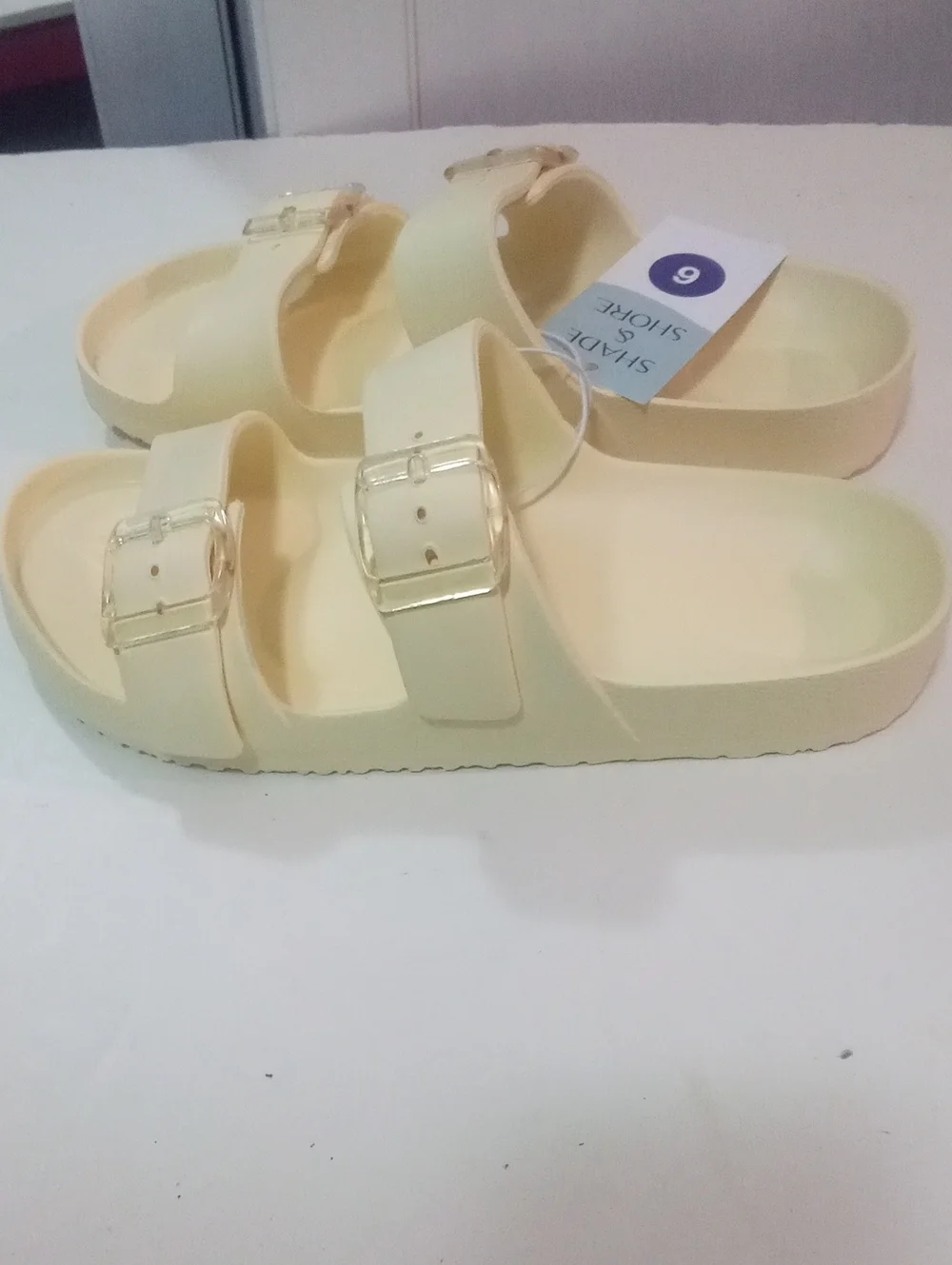 Shade & Shore Double-Buckle Slide Sandals  Sz 6 NWT $35 Yellow